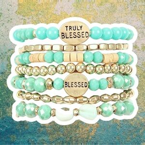 Blessed Turquoise and Gold Bracelet Set